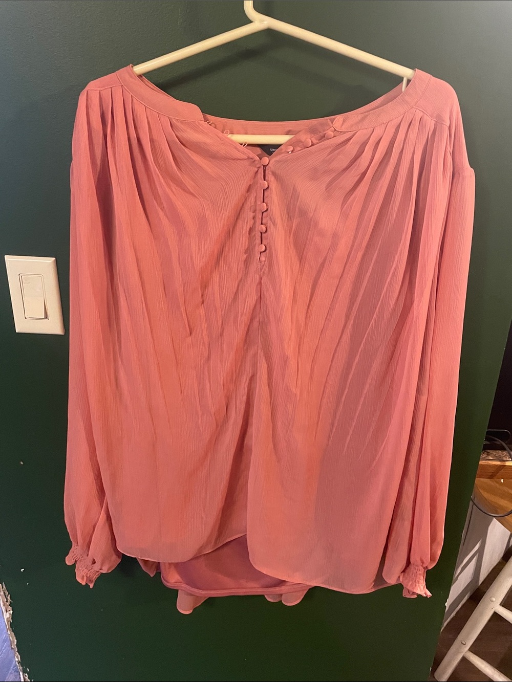 Simply Vera Women's Dusty Rose Peasant Blouse - Lightweight Long Sleeve Top 4X